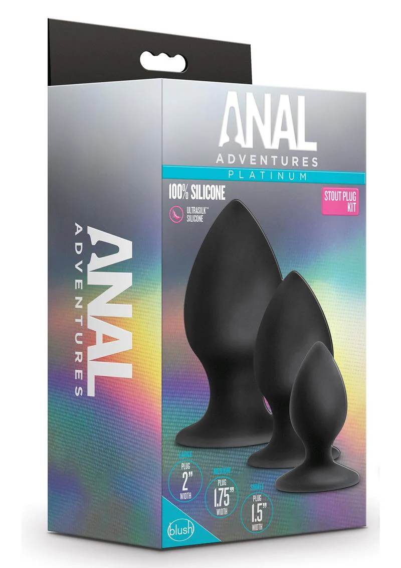 Anal Adventures Platinum Silicone Anal Stout Anal Plug Kit - Image 2