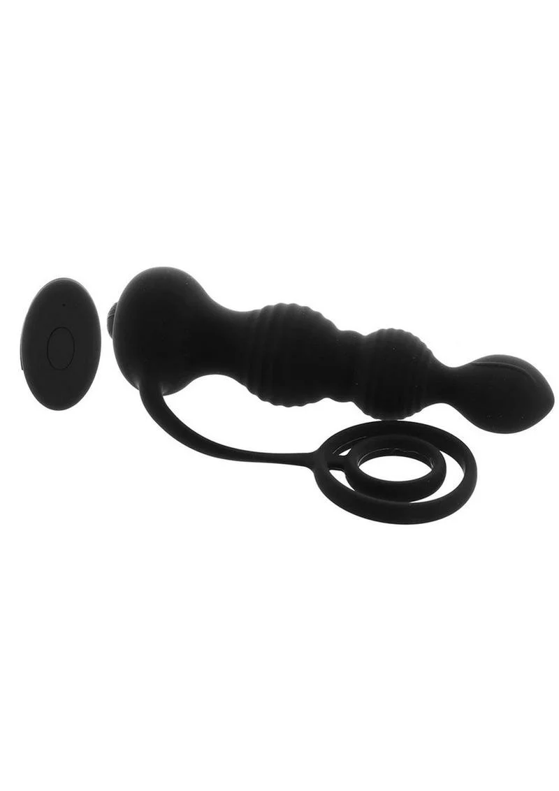 Anal-Ese Silicone Rechargeable Anal Plug and Cock Ring with Remote Control - Image 2