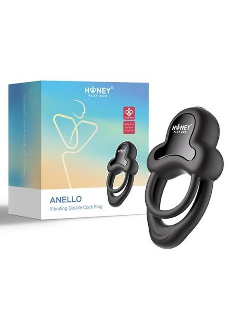 Anello App Control Vibrating Silicone Rechargeable Cock Ring with Clitoral Stimulator