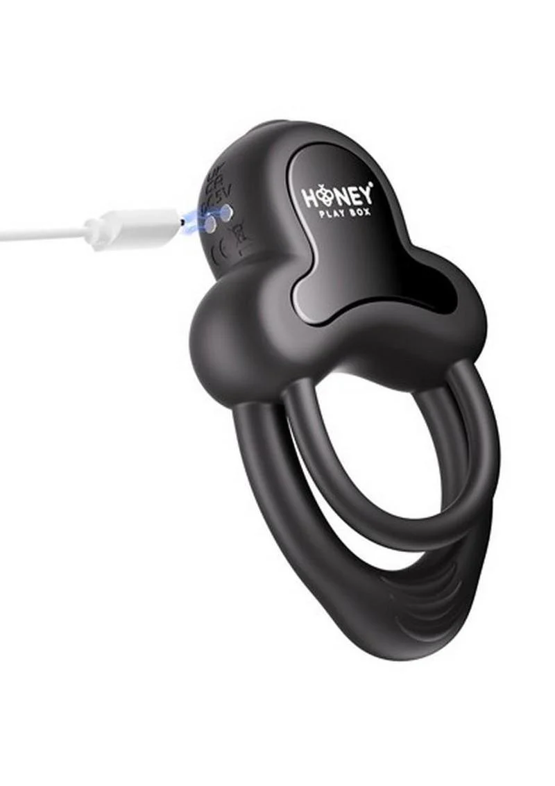 Anello App Control Vibrating Silicone Rechargeable Cock Ring with Clitoral Stimulator - Image 4