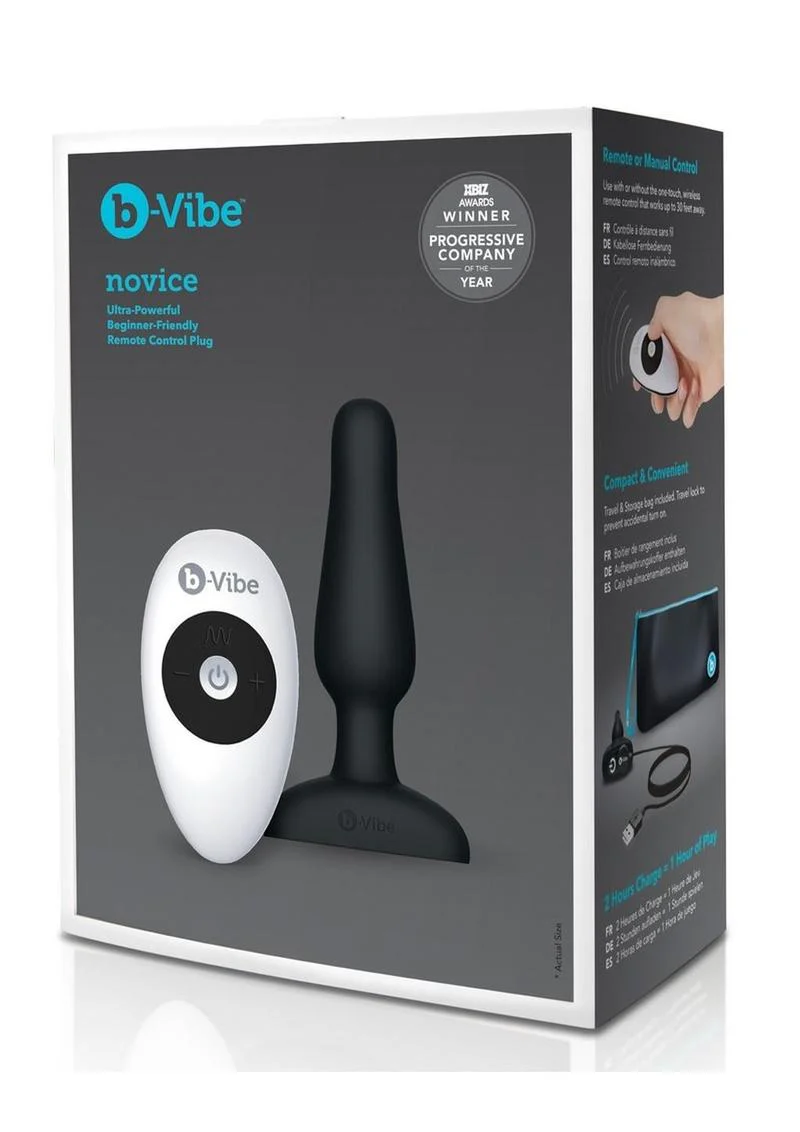 B-Vibe Novice Plug Rechargeable Silicone Anal Plug with Remote Control - Image 7