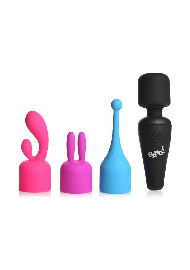 Bang! 10x Mini Wand Set Rechargeable Silicone Vibrator with 3 Attachments - Image 2