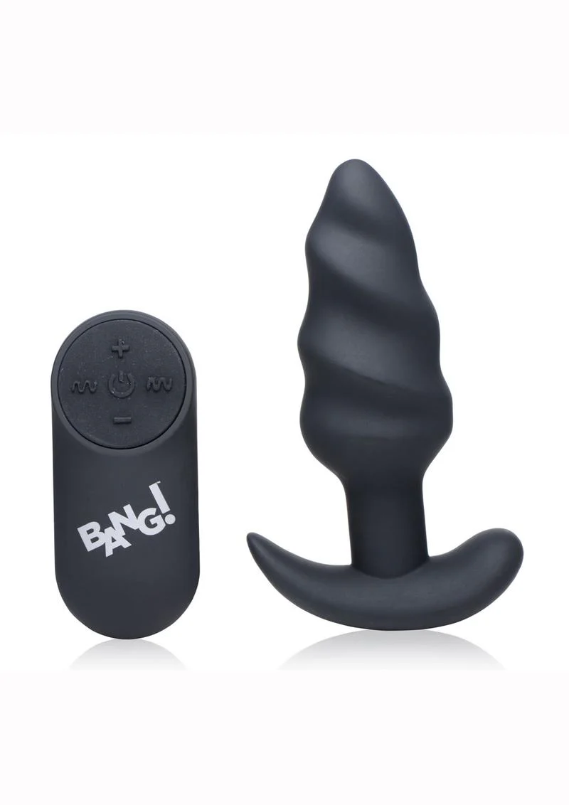 Bang! 21x Vibrating Silicone Rechargeable Swirl Butt Plug with Remote Control - Image 2