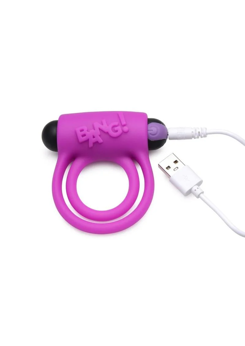 Bang! Silicone Rechargeable Cock Ring and Bullet with Remote Control - Image 13