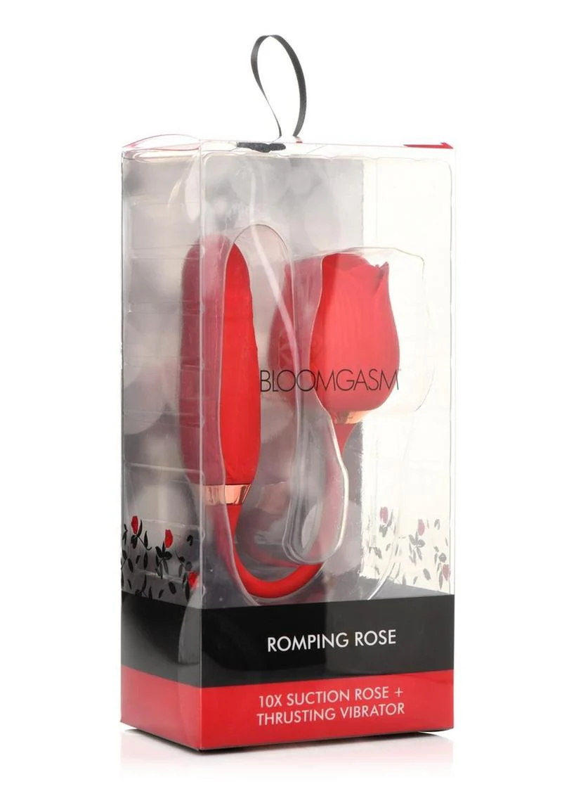 Bloomgasm Romping Rose 10x Rechargeable Silicone Suction Rose and Thrusting Vibrator - Image 4