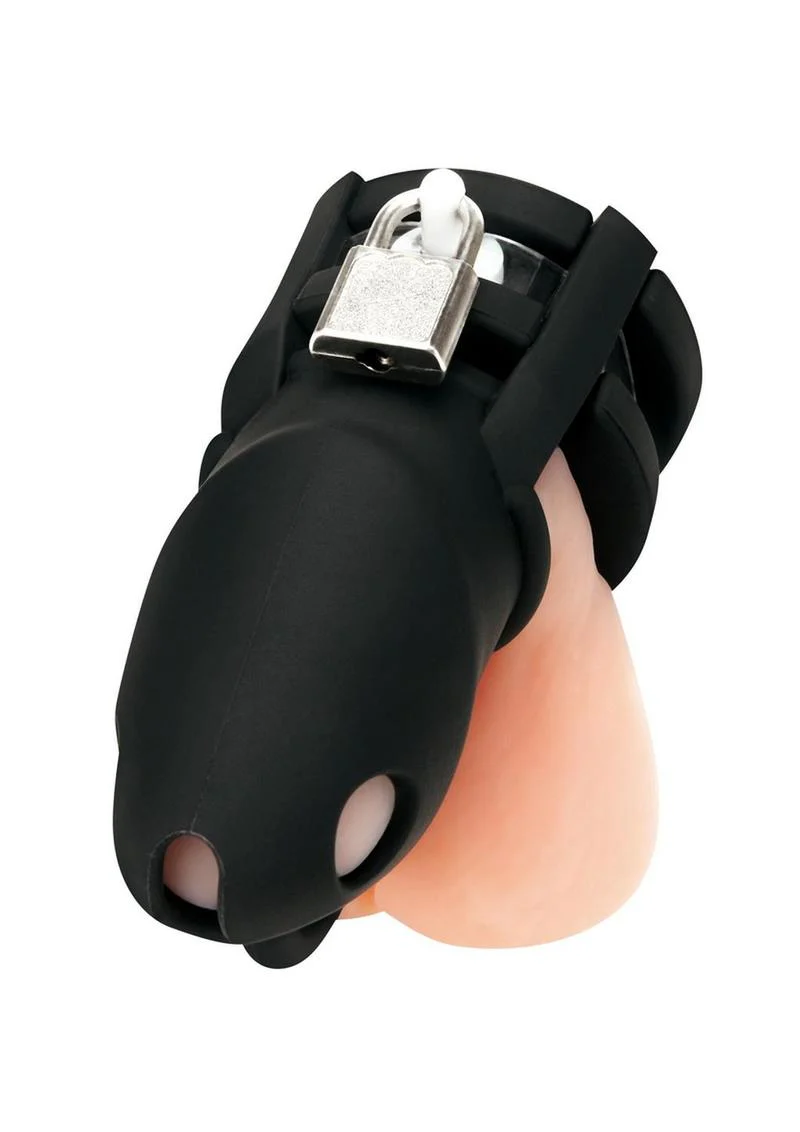 Blue Line Silicone Cock Cage with Ball Divider - Image 5