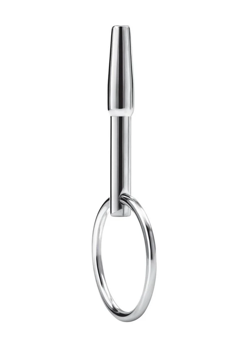 Blue Line Stainless Steel Penis Plug with Ring - Image 2