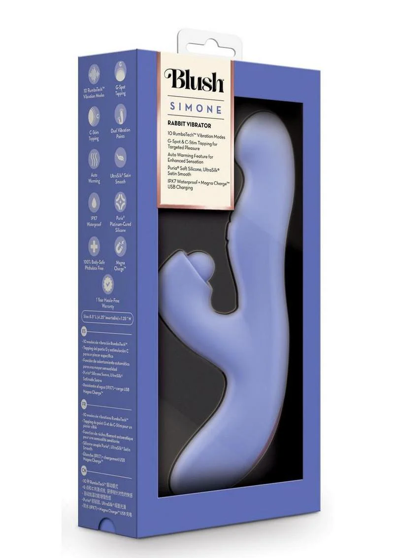Blush Collection Simone Rechargeable Silicone Tapping Rabbit Vibrator - Image 2