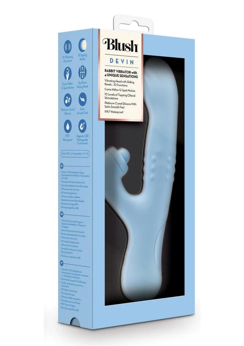 Blush Devin Rechargeable Silicone Rabbit Vibrator - Image 4