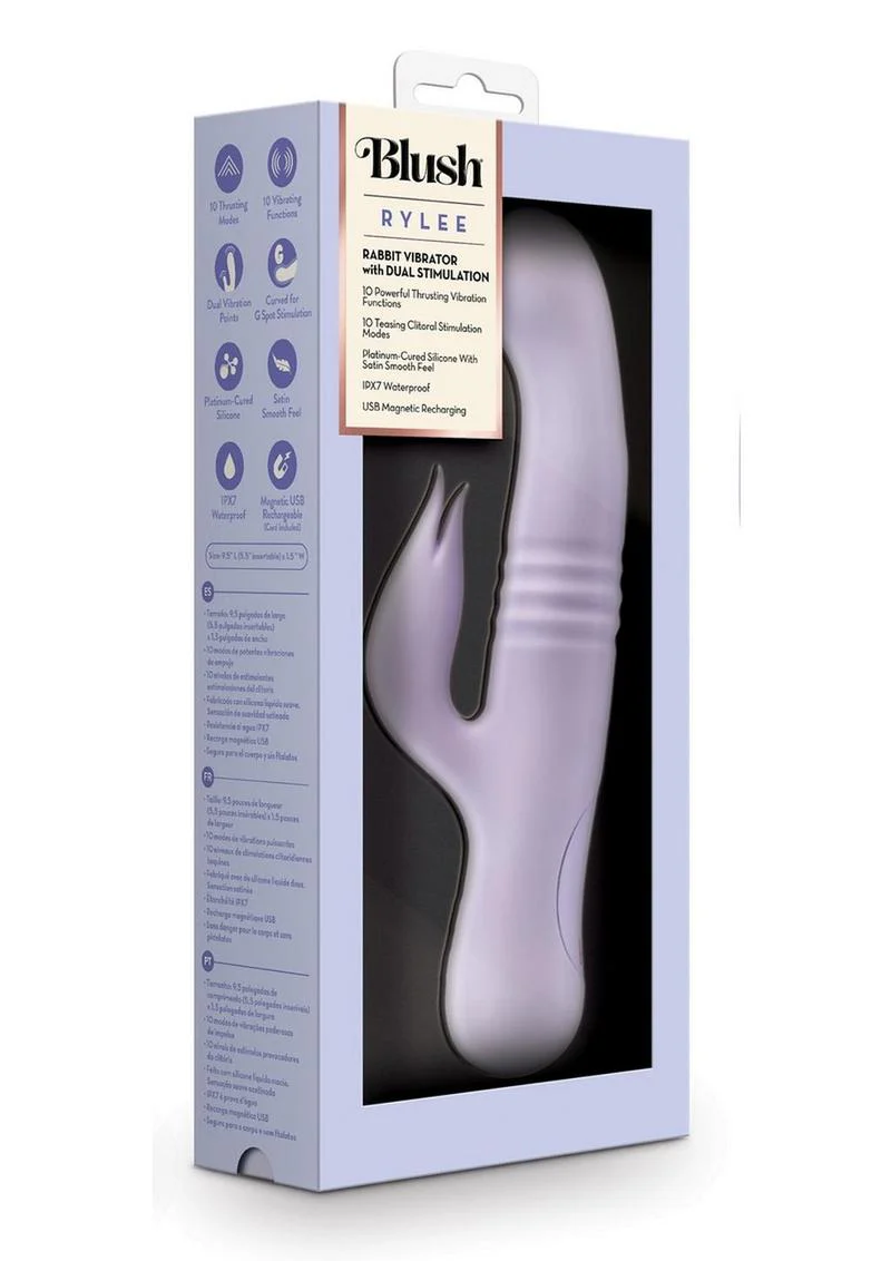 Blush Rylee Rechargeable Silicone Rabbit Vibrator - Image 3