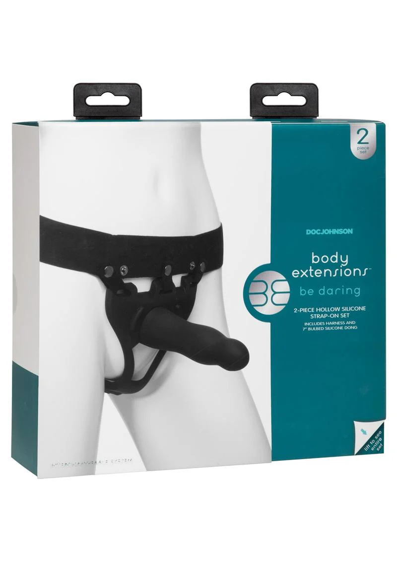 Body Extensions Be Daring Silicone Strap-On Harness with Hollow Dildo - Image 3