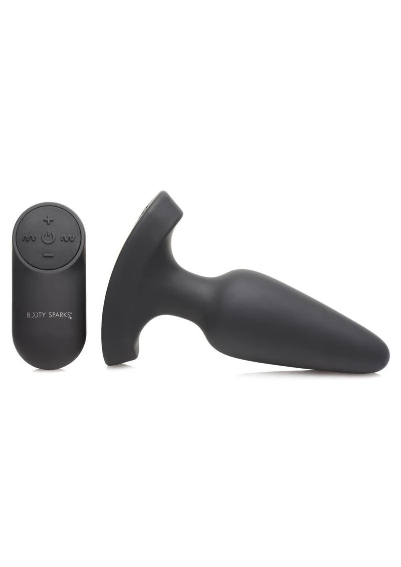 Booty Sparks Laser F... Me Rechargeable Silicone Anal Plug with Remote Control - Medium - Black with Red Light - Image 3