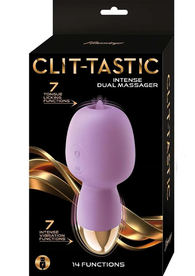 Clit-Tastic Intense Dual Massager Rechargeable Silicone Vibrator with Clitoral Stimulator - Image 2