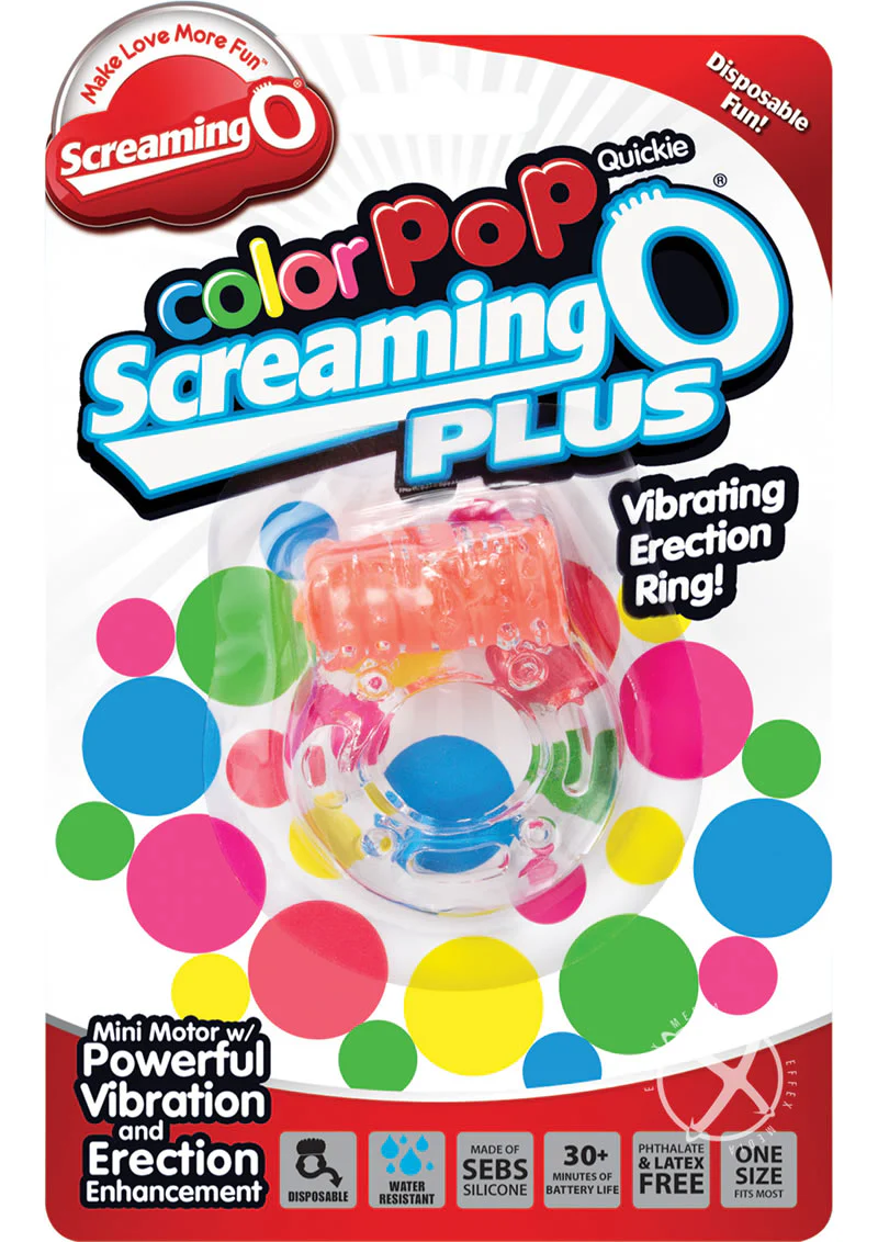 Color Pop Quickie Screaming O Plus Vibrating Ring Silicone Cock Ring - Image 8