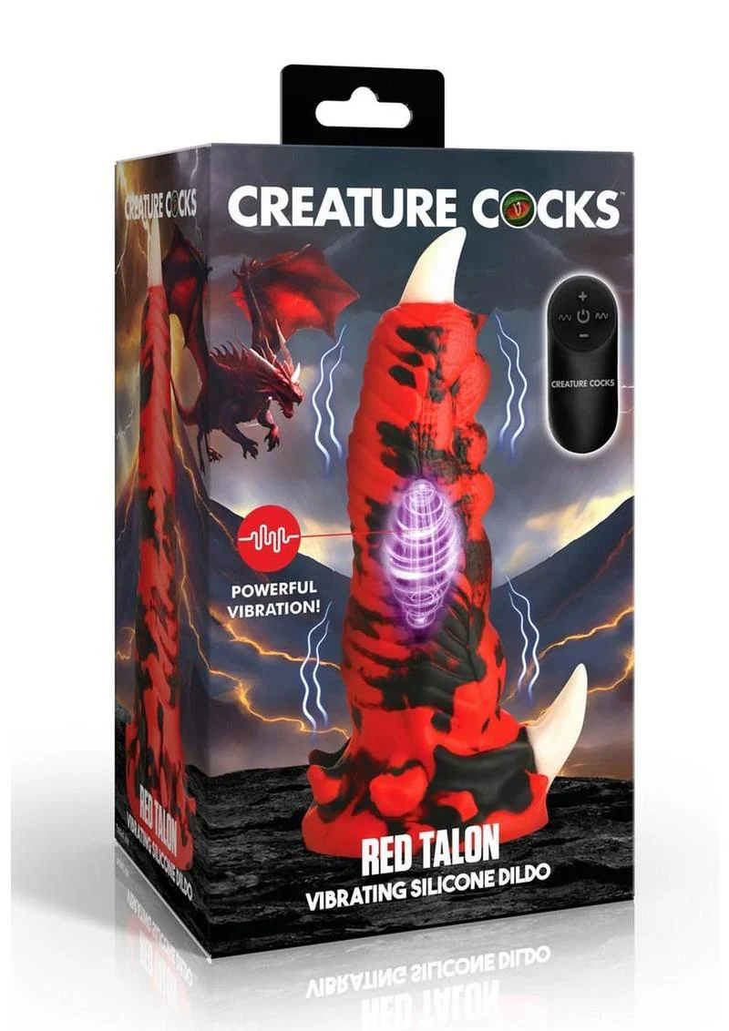 Creature Cocks Red Talon Vibrating Rechargeable Silicone Dildo - Image 2