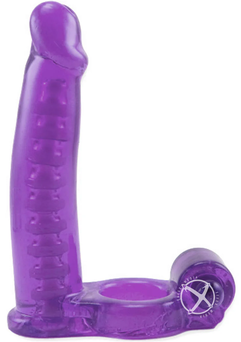 Double Penetrator Vibrating Cock Ring with Bendable Dildo - Image 3