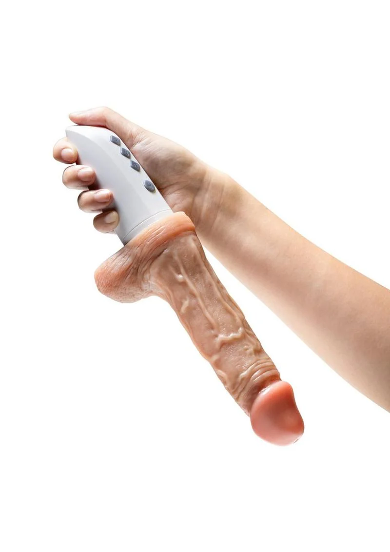 Dr. Skin Platinum Collection Silicone Dr. Hammer Rechargeable Thrusting Dildo with Handle and Remote Control - Image 3