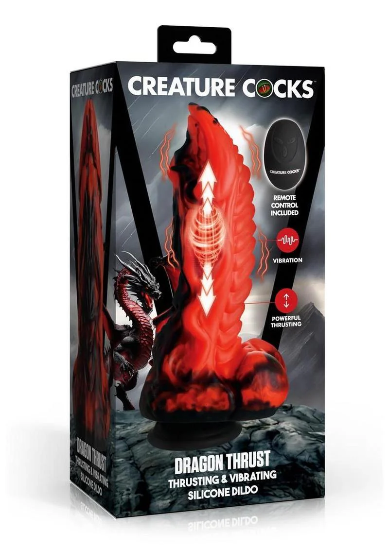Dragon Thrust Rechargeable Silicone Thrusting and Vibrating Dildo - Image 2