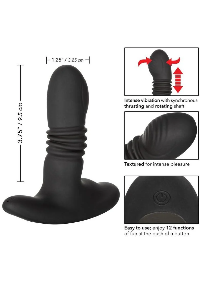 Eclipse Thrusting Rotator Probe Silicone Rechargeable Vibrating Butt Plug with Remote Control - Image 4