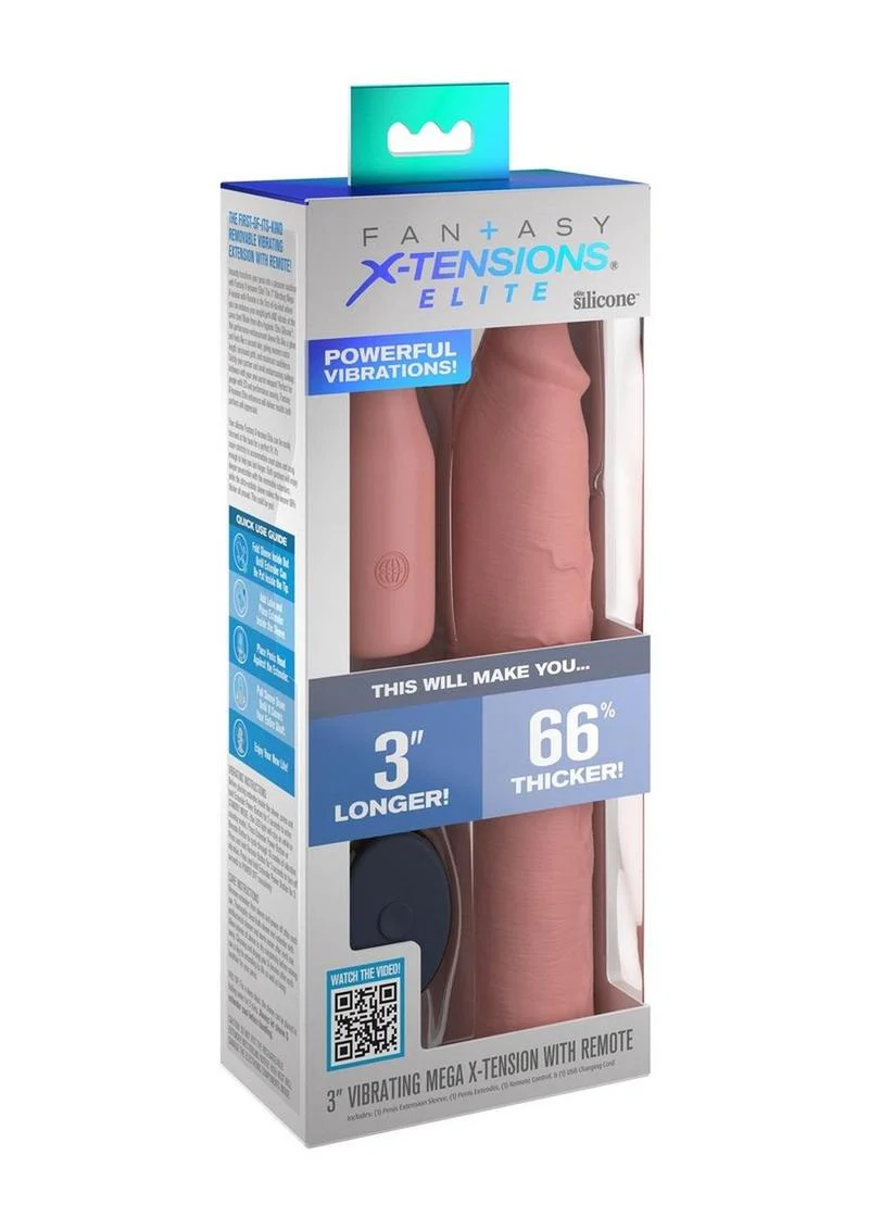 Fantasy X-Tensions Elite Silicone Vibrating 9in Sleeve with 3in Plug and Remote - Image 5