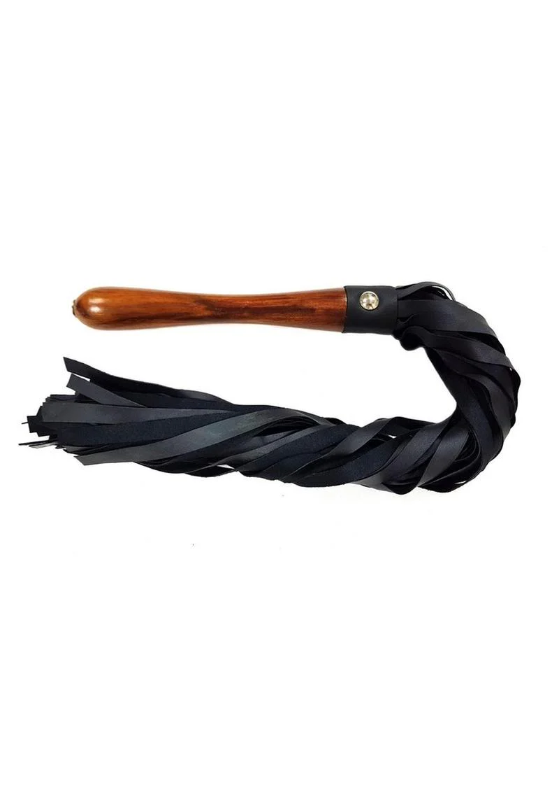 Fetish Play Wooden Handle Flogger Vegan Leather - Image 4