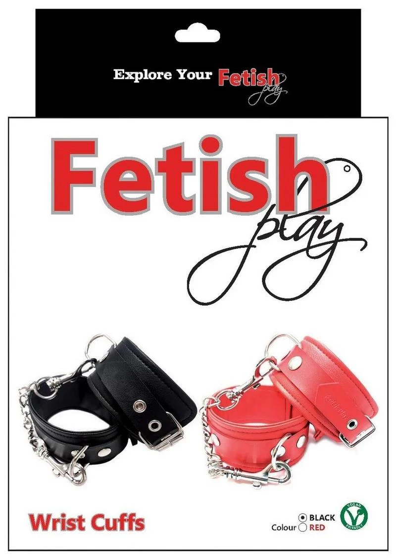 Fetish Play Wrist Cuffs Vegan Leather - Image 3