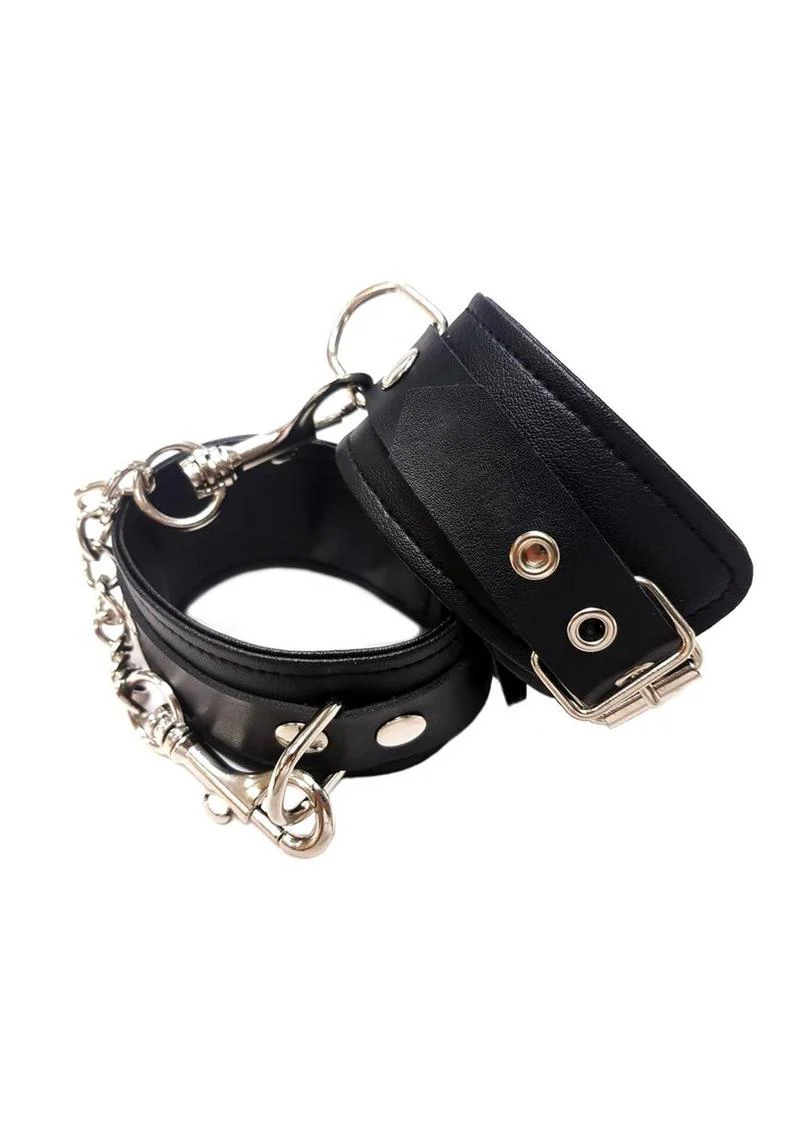 Fetish Play Wrist Cuffs Vegan Leather - Image 4