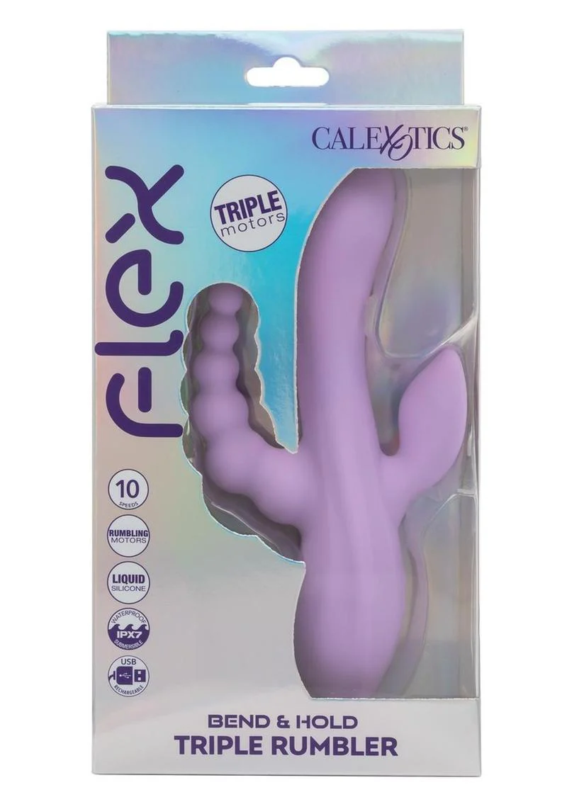 Flex Bend and Hold Triple Rumbler Rechargeable Silicone Vibrator - Image 2