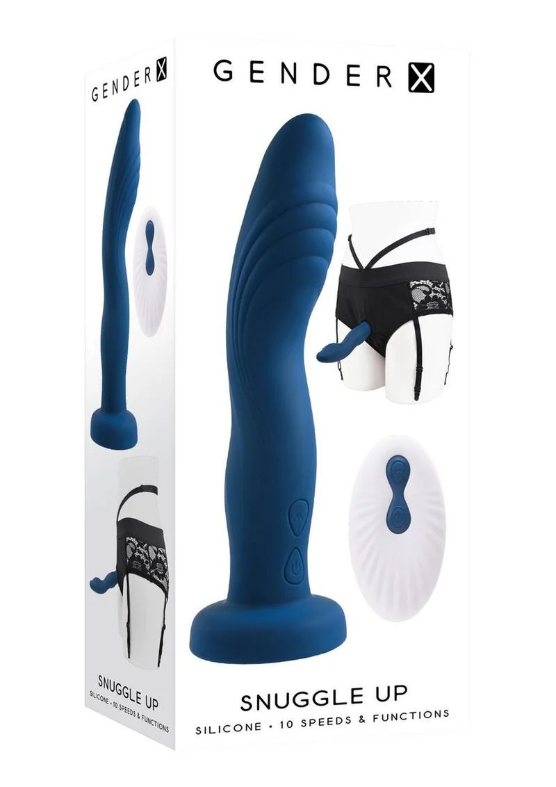 Gender X Snuggle Up Rechargeable Silicone Dual Vibrating Strap-On with Remote Control - Image 2
