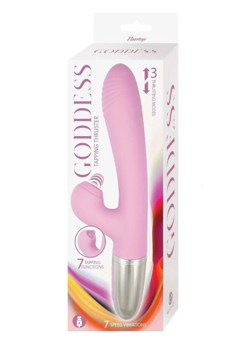 Goddess Tapping Thruster Rechargeable Silicone Vibrator with Clitoral Stimulator - Image 2