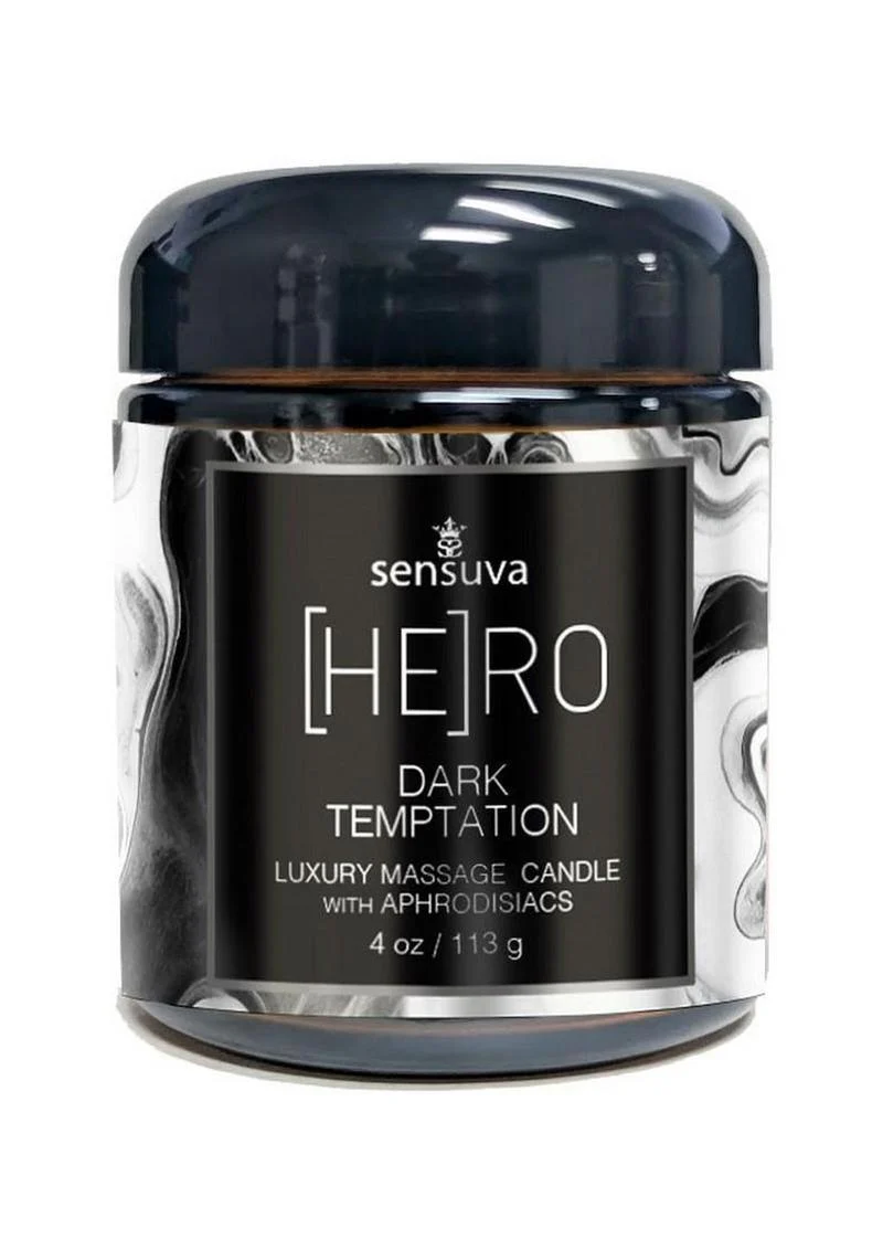 Hero Dark Temptation Luxury Aphrodisiac Massage Candle 4oz.- Ocean and Forest - Image 2