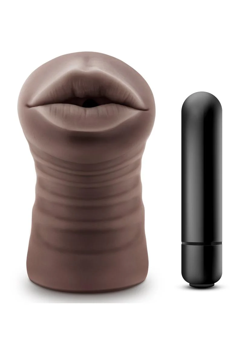 Hot Chocolate Heather Vibrating Masturbator with Bullet - Mouth - Image 4