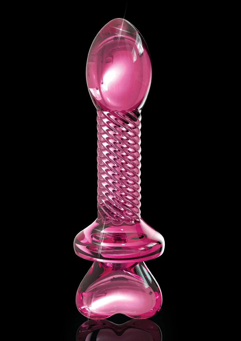 Icicles No. 82 Textured Glass Juicer Anal Probe with Heart Shaped Handle - Image 3