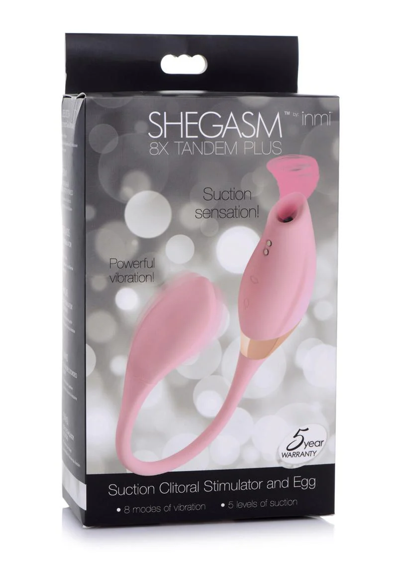 Inme Shegasm 8x Tandem Plus Rechargeable Silicone Suction Clitoral Stimulator and Egg