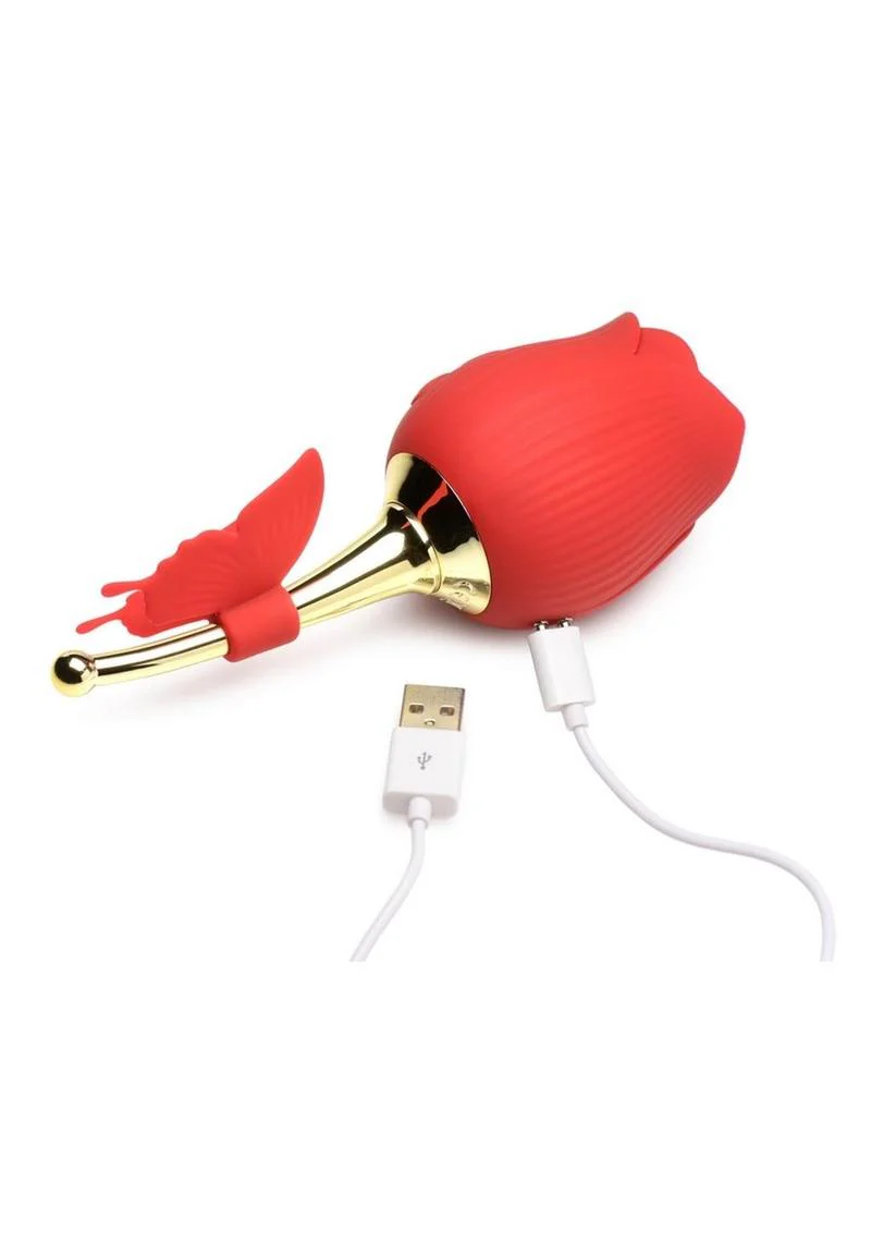 Inmi Bloomgasm Flutter Rose Rechargeable Silicone Sucking Rose with Butterfly Teaser - Image 4