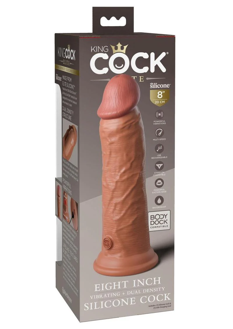 King Cock Elite Dual Density Vibrating Rechargeable Silicone Dildo with Remote Control Dildo - Image 2