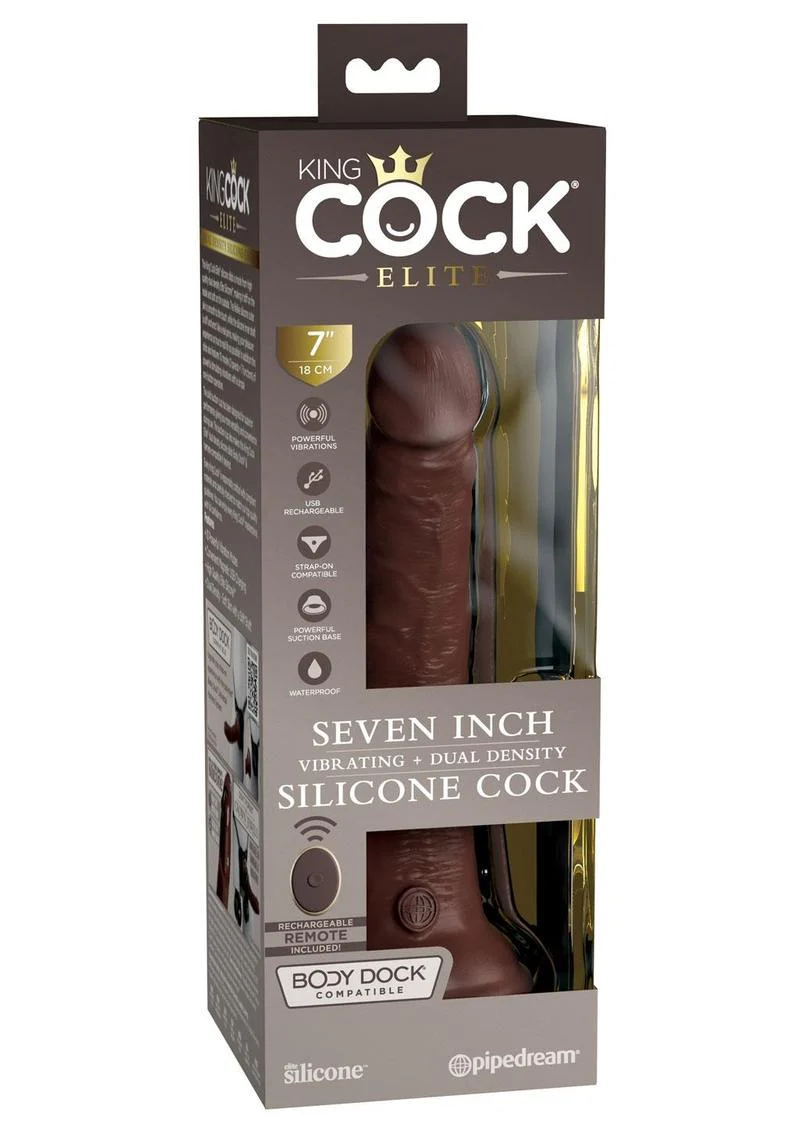 King Cock Elite Dual Density Vibrating Rechargeable Silicone with Remote Control Dildo - Image 4