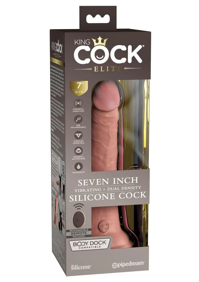 King Cock Elite Dual Density Vibrating Rechargeable Silicone with Remote Control Dildo - Image 5