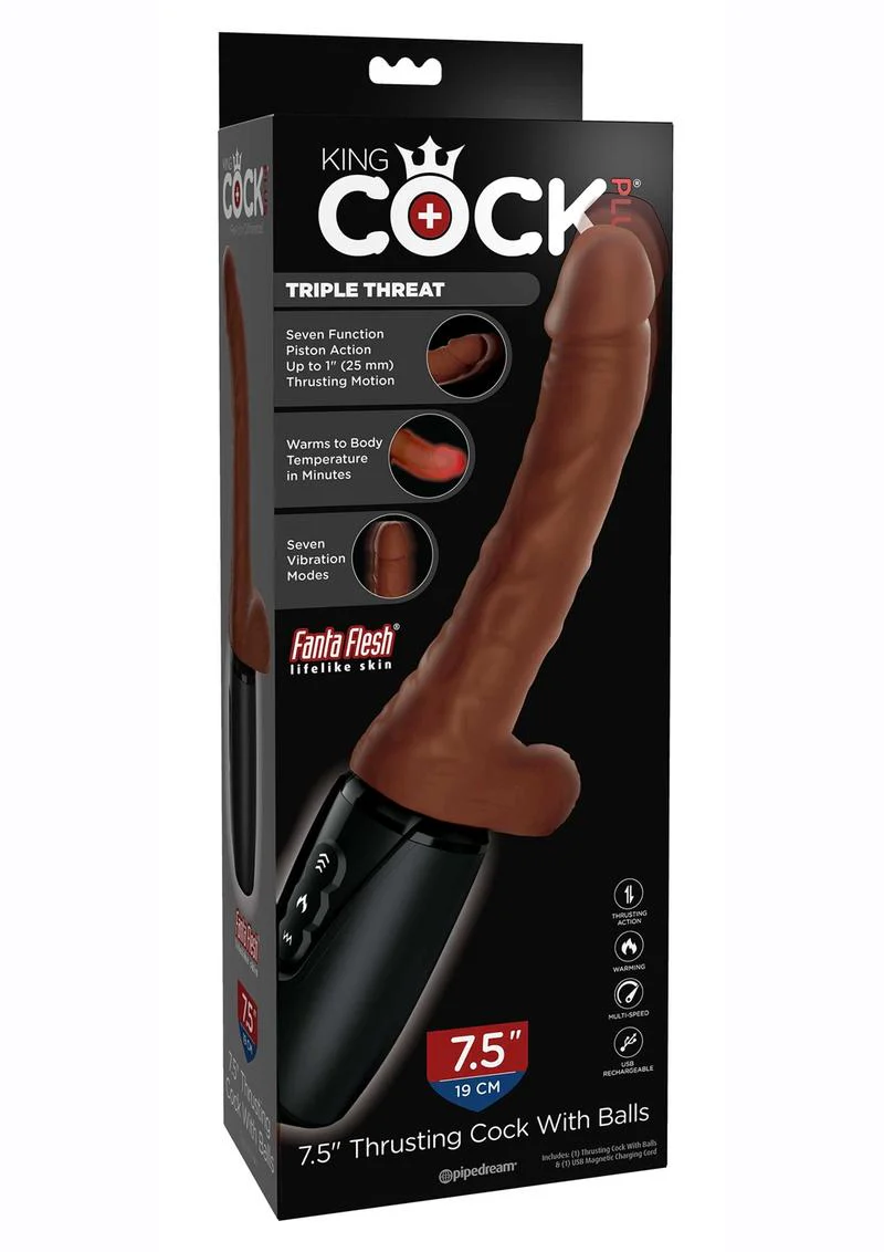 King Cock Plus Rechargeable Thrusting Dildo with Balls - Image 3