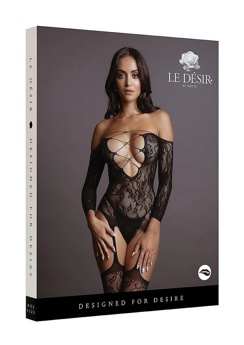 Le Desir Criss Cross Neck Bodystocking - Image 5