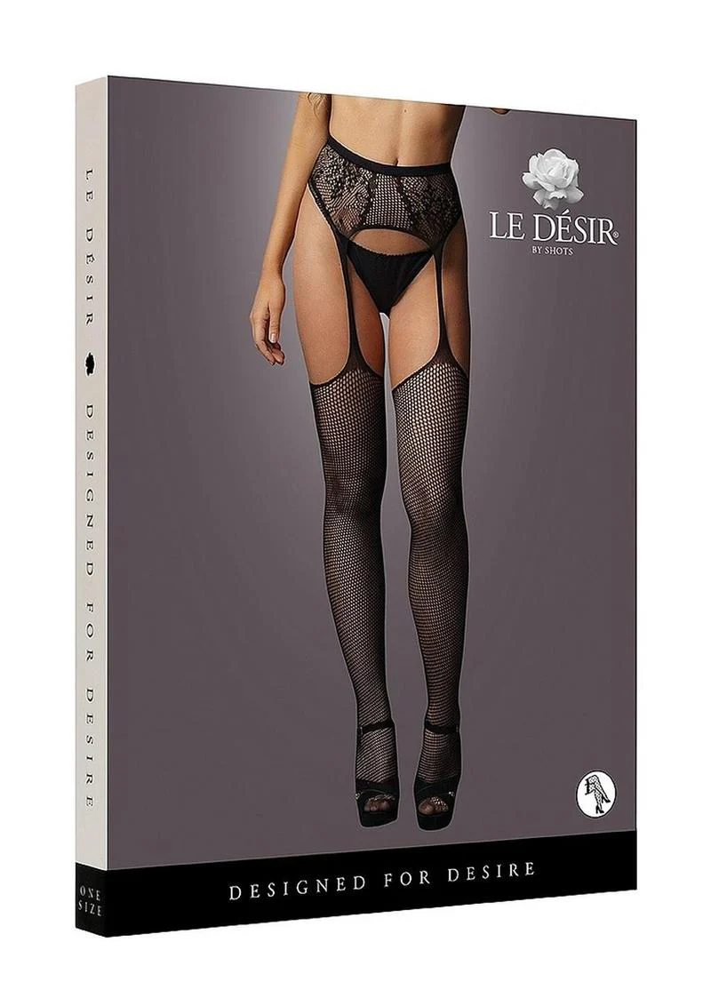 Le Desir Fishnet and Lace Garterbelt Stocking - Image 5
