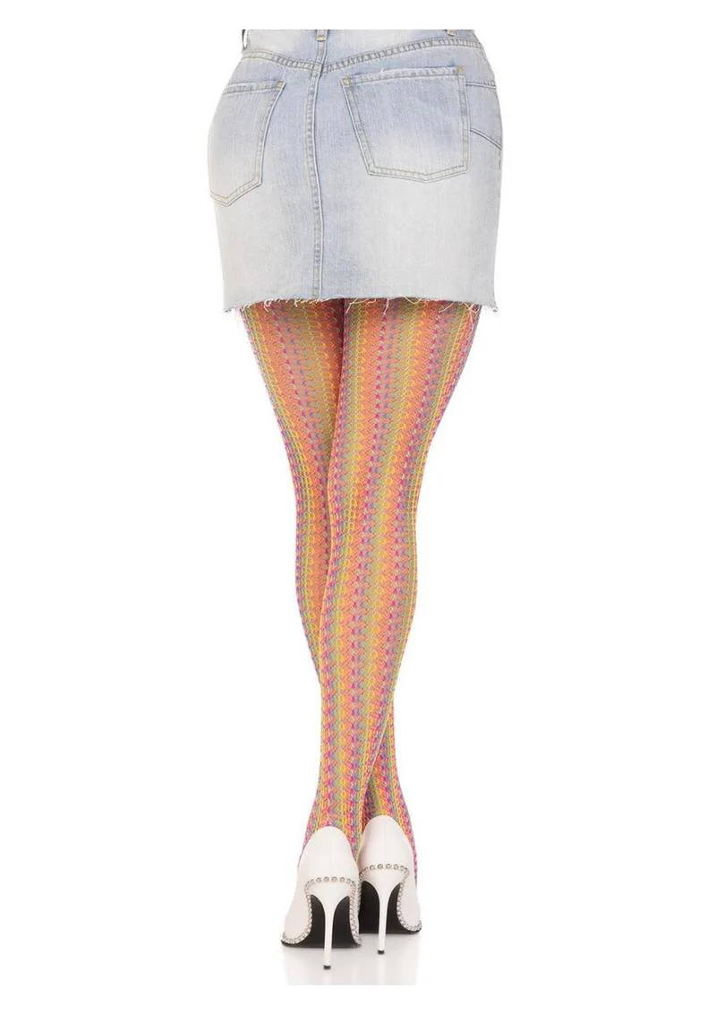 Leg Aventue Rainbow Crochet Net Tights - Image 2