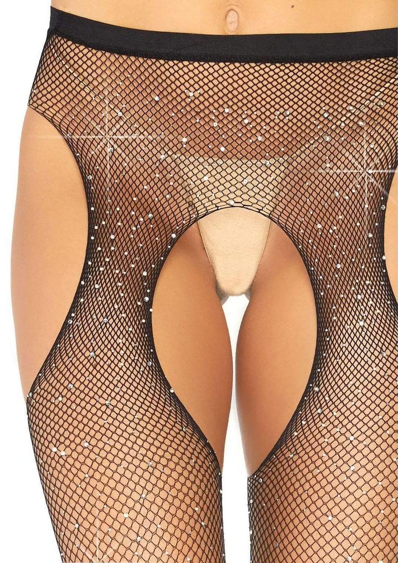 Leg Avenue Crystalized Fishnet Suspender Pantyhose - Image 2