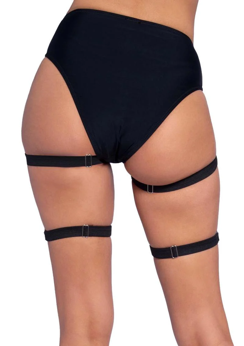 Leg Avenue Dual Strap Studded Thigh High Garters - Image 2