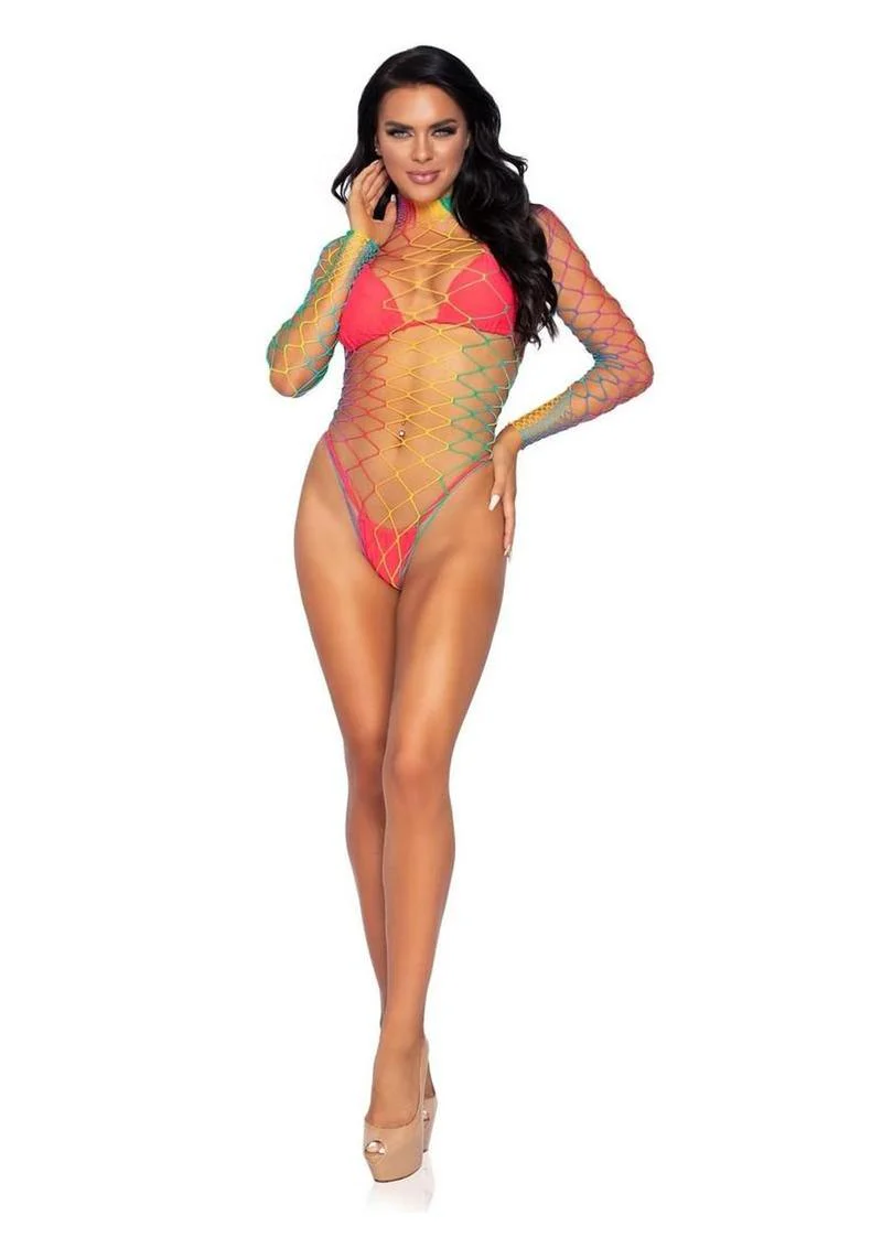 Leg Avenue Fence Net Snap Crotch Long Sleeved Bodysuit - Image 8