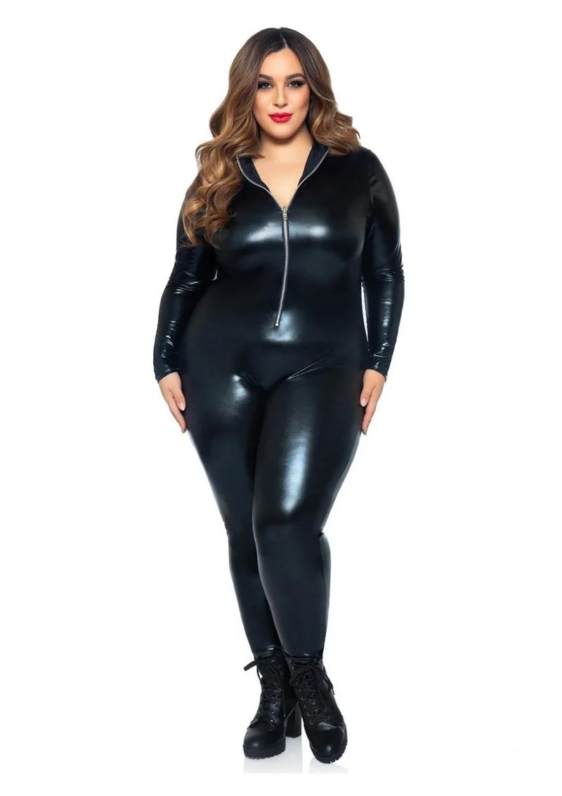 Leg Avenue Lame Zipper Front Cat Suit - Image 3