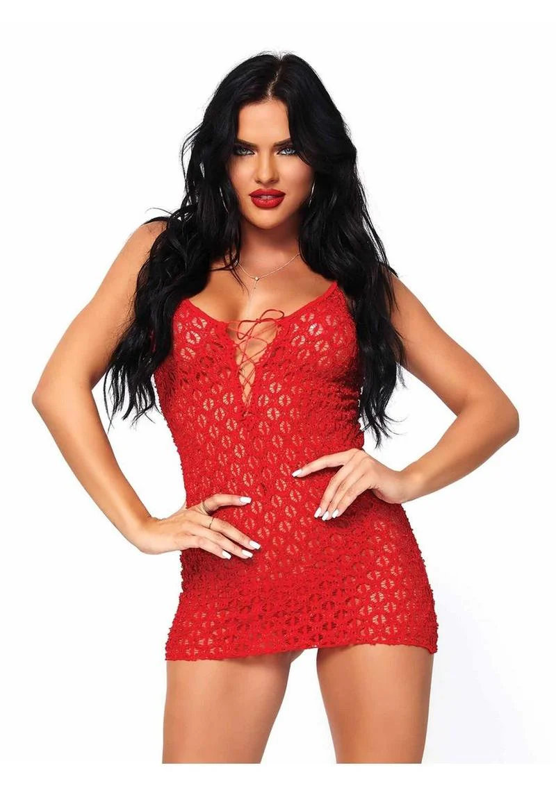 Leg Avenue Mini Dress with Lace Up Front and G-String - Image 4