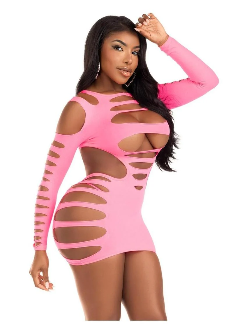 Leg Avenue Opaque Shredded Cut-Out Mini Dress - Image 4