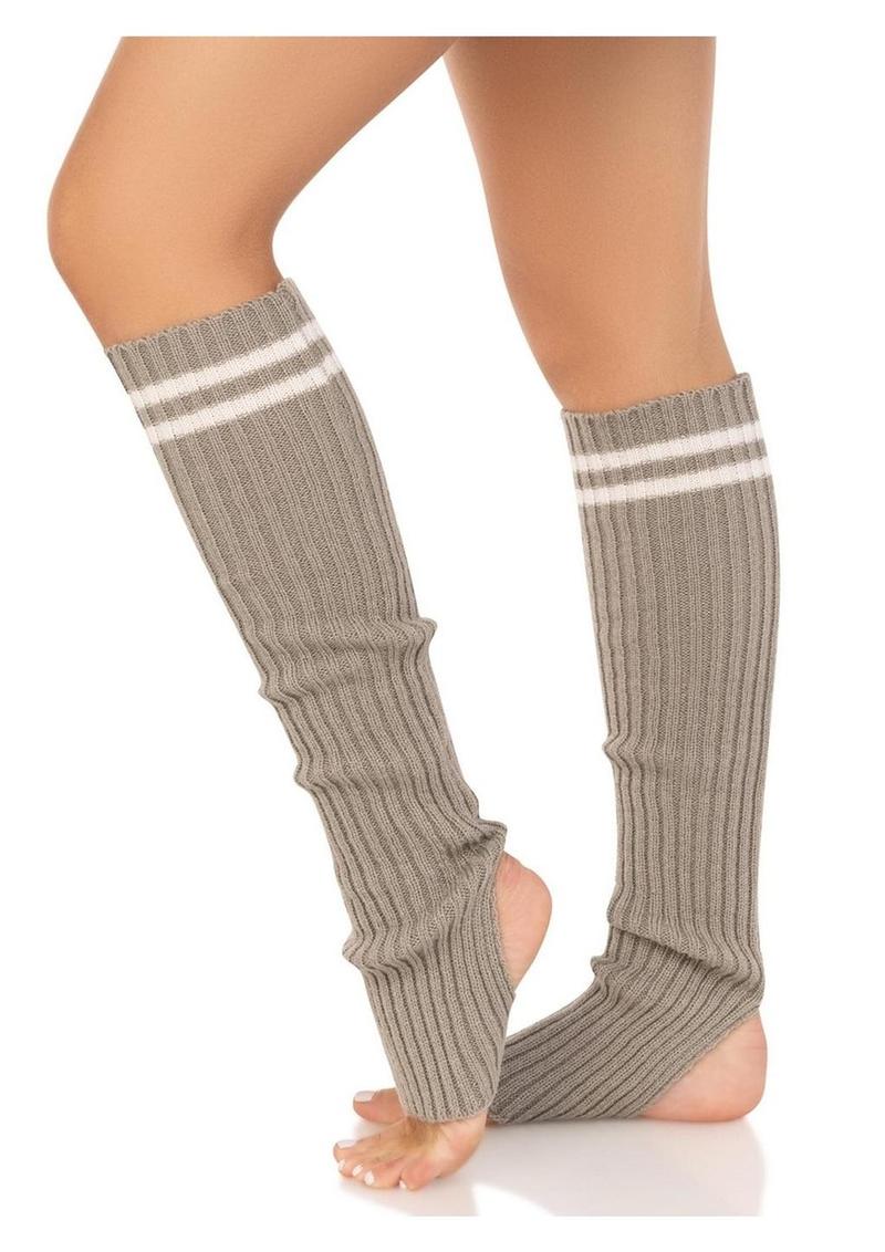 Leg Avenue Ribbed Stirrup Leg Warmers with Athletic Stripe - Image 10