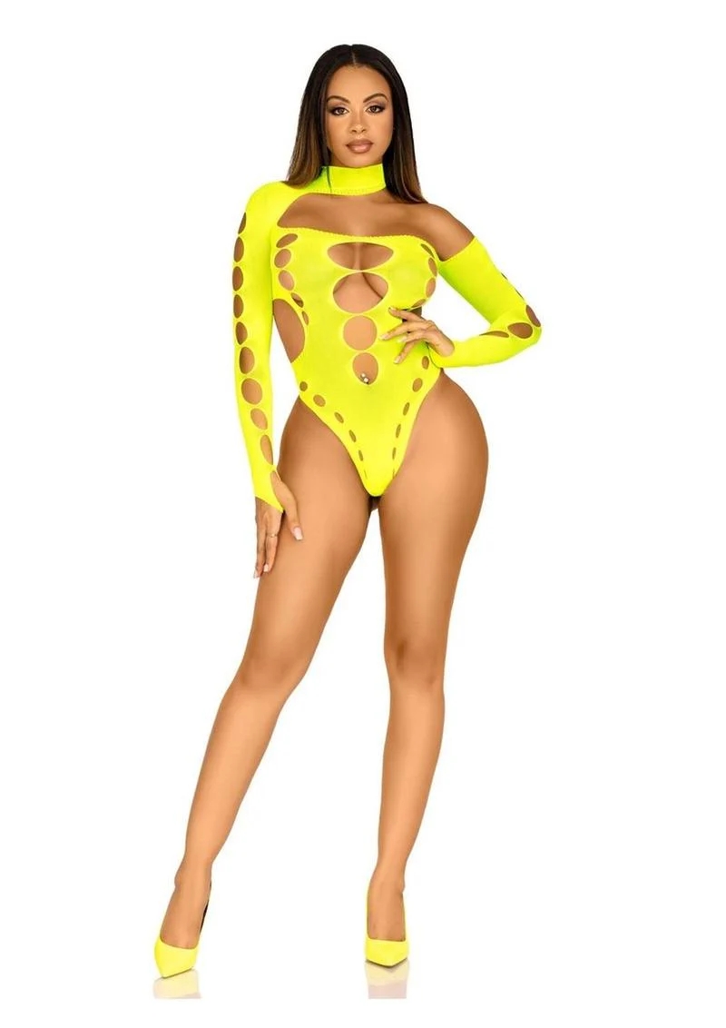 Leg Avenue Seamless Asymmetrical Cut Out Thong Back Bodysuit - Image 5